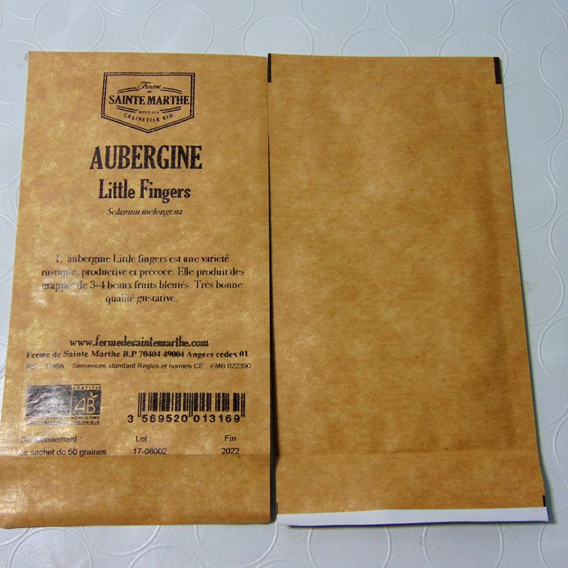 Esempio di esemplare Melanzana Little Fingers AB sacchetto di 50 semi circa come consegnato