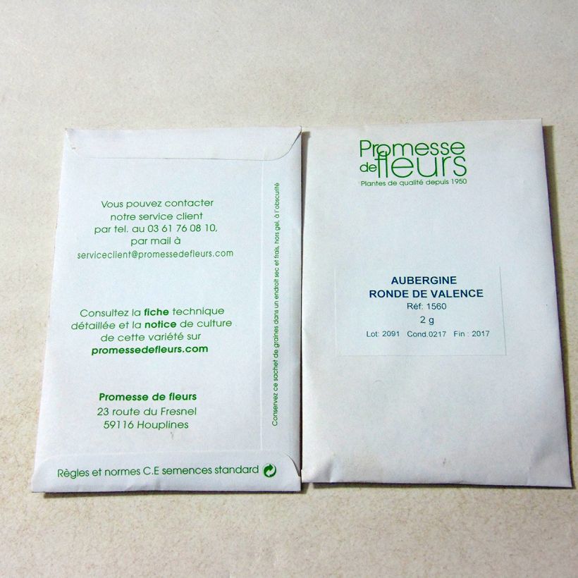 Esempio di esemplare Melanzana Tondo di Valenza sacchetto di 400 semi circa (2g) come consegnato