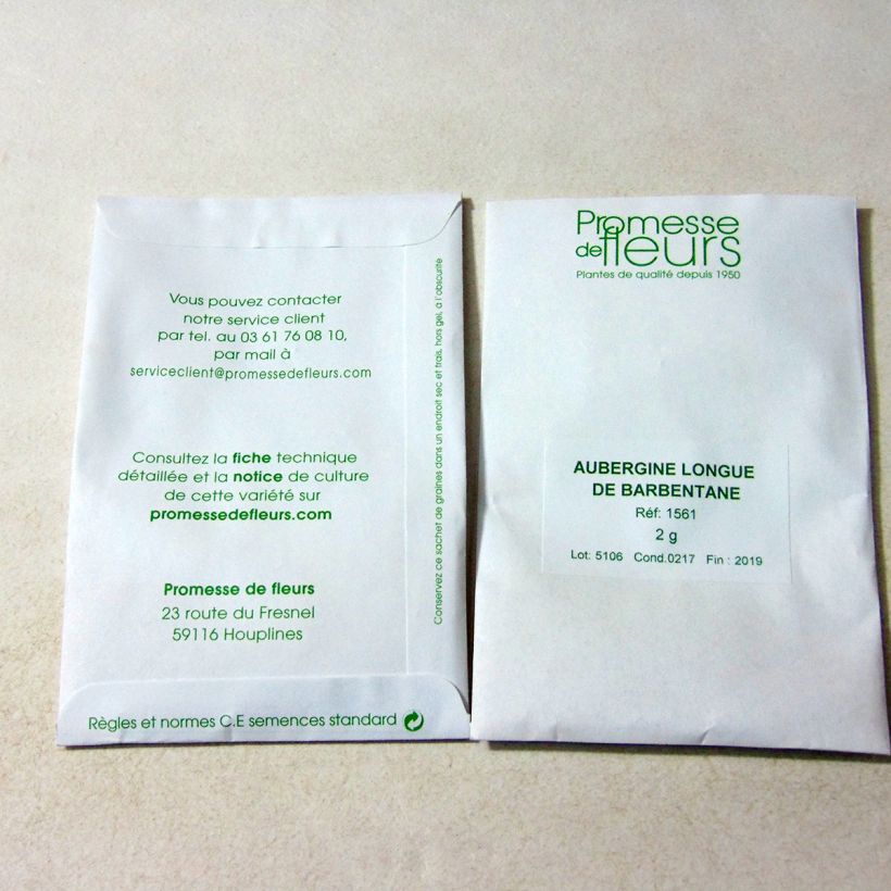 Example of Melanzana Violette longue de Barbentane sacchetto di 400 semi circa (2g) as you get