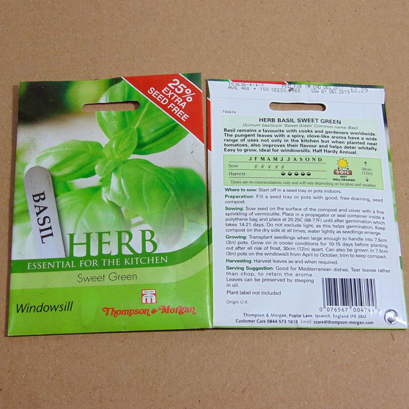 Example of Basilico Sweet Green sacchetto di 400 semi circa as you get