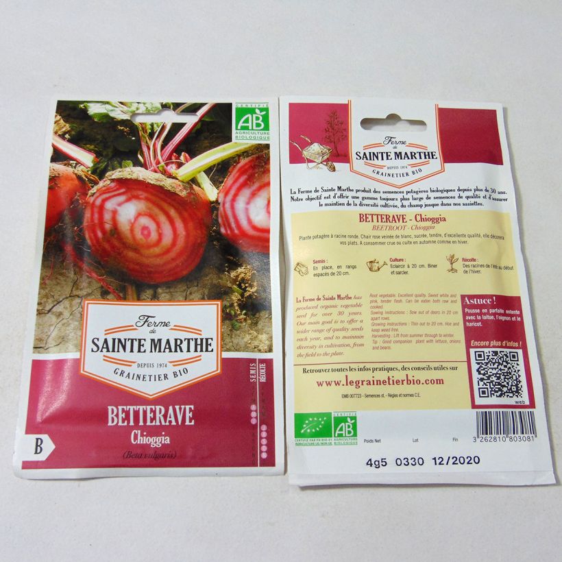 Example of Barbabietola Chioggia Bio - Ferme de Sainte Marthe sacchetto di 300 semi circa (4.5g) as you get
