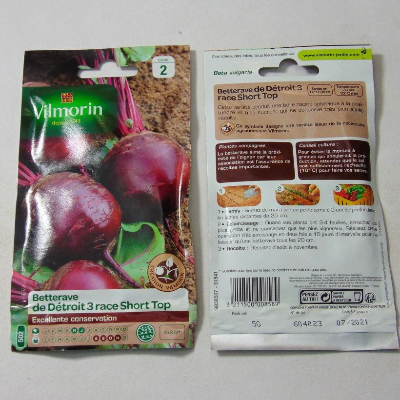 Example of Barbabietola rossa Détroit 3 race Short Top sacchetto di 250 semi circa (5g) as you get