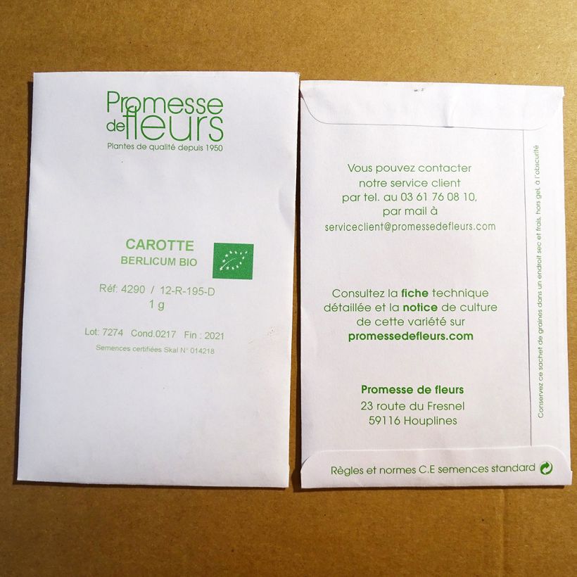 Esempio di esemplare Carota Berlikum 2 sacchetto di 750 semi circa (1g) come consegnato