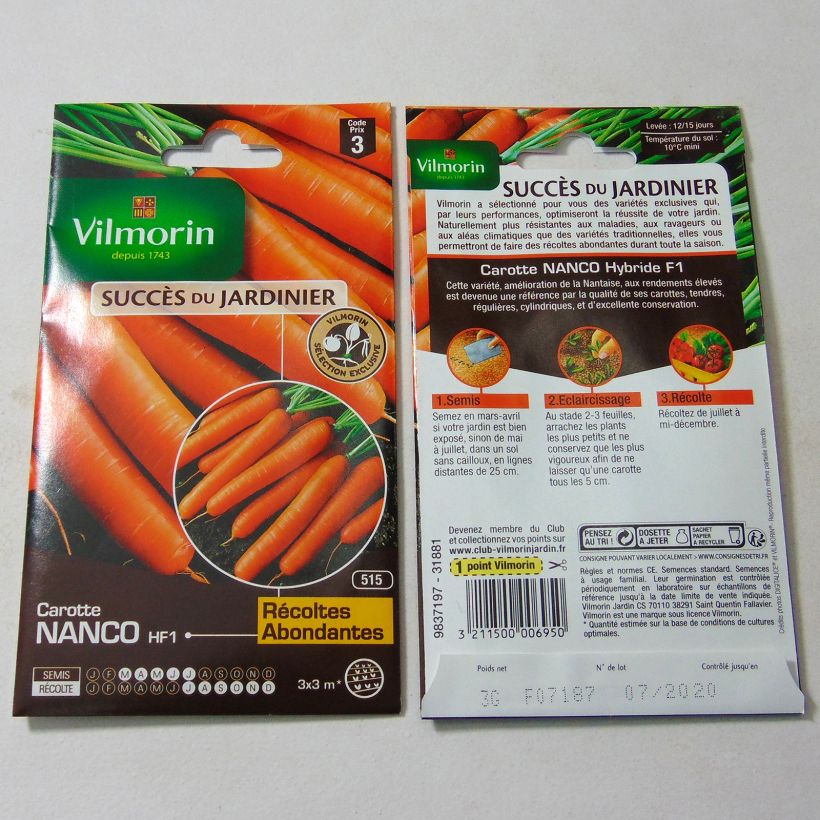 Example of Carota Nanco sacchetto di 1500 semi circa (3g) as you get