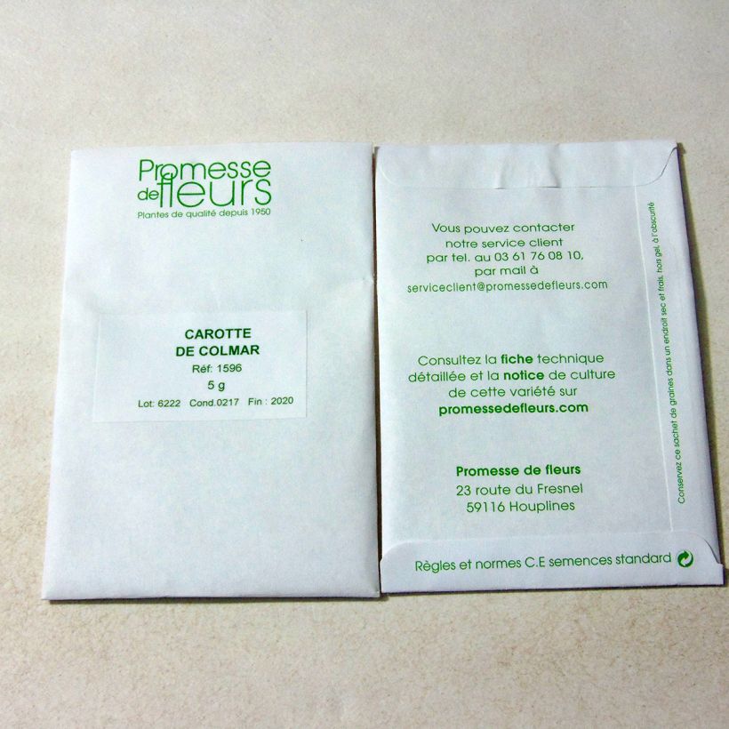 Esempio di esemplare Carota Colmar a cuore rosso sacchetto di 3600 semi circa (5g) come consegnato
