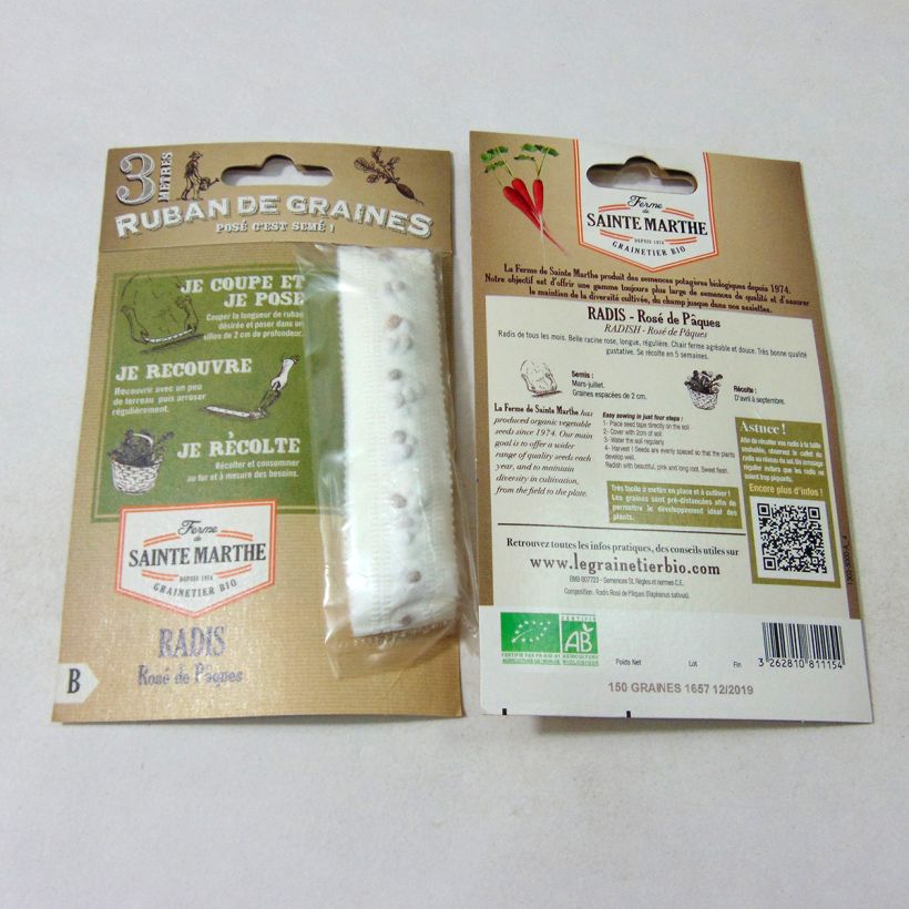 Esempio di esemplare Ravanello Rosa di Pasqua (Semi a nastro) sacchetto di semi da 1 grammi come consegnato