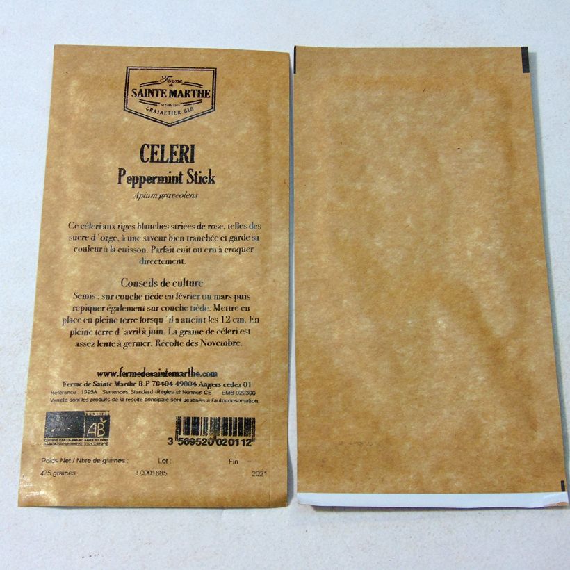 Esempio di esemplare Sedano Peppermint Stick sacchetto di 475 semi circa come consegnato