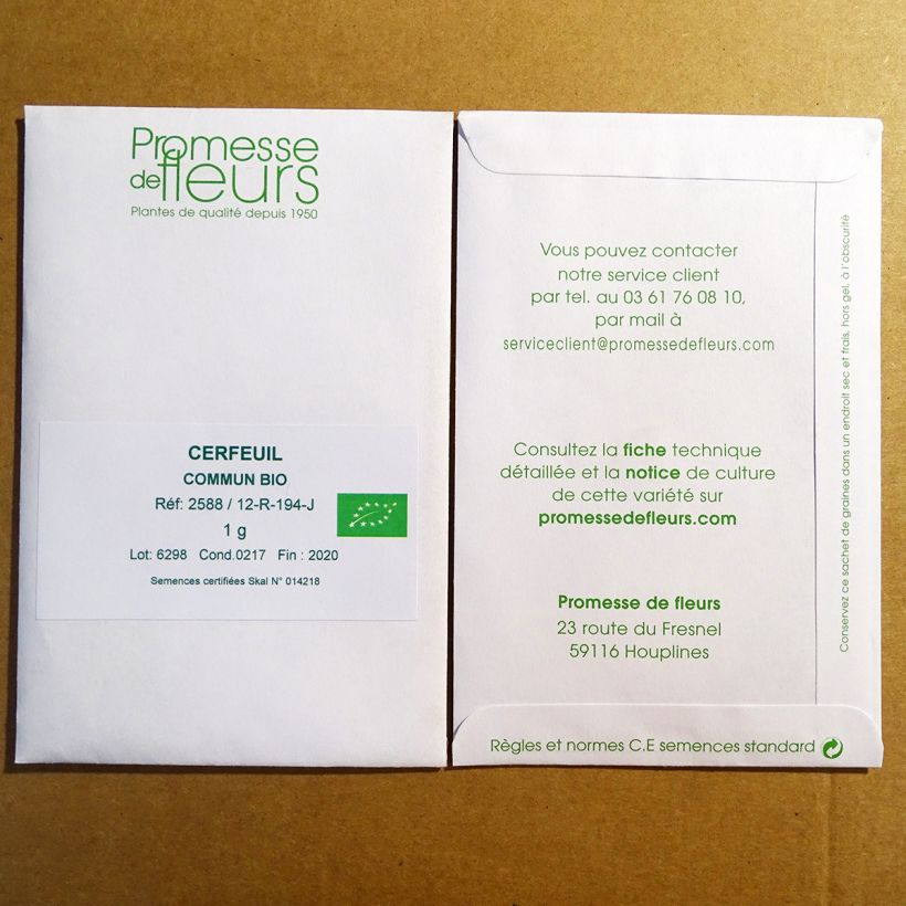 Example of Cerfoglio comune Bio sacchetto di 500 semi circa (1,5g) as you get