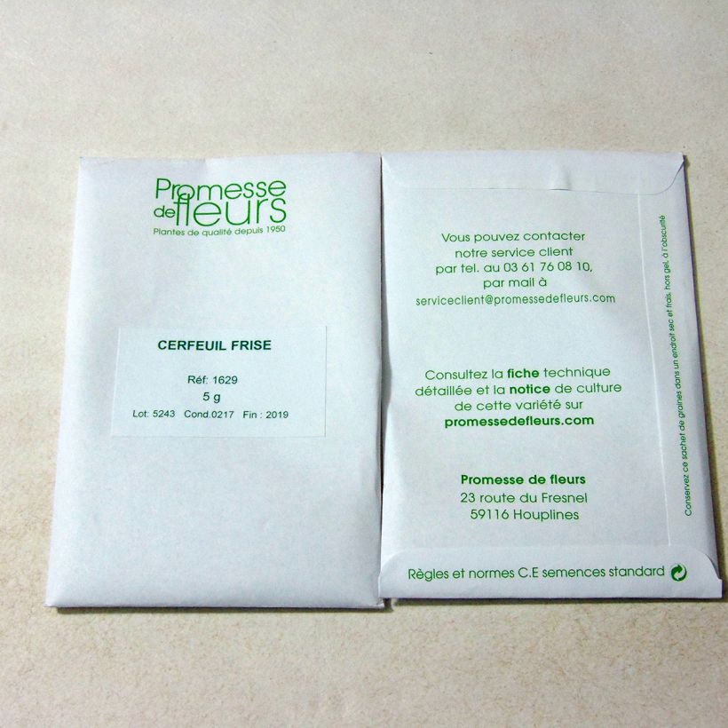 Example of Cerfoglio comune Crispum sacchetto di 1700 semi circa (5g) as you get