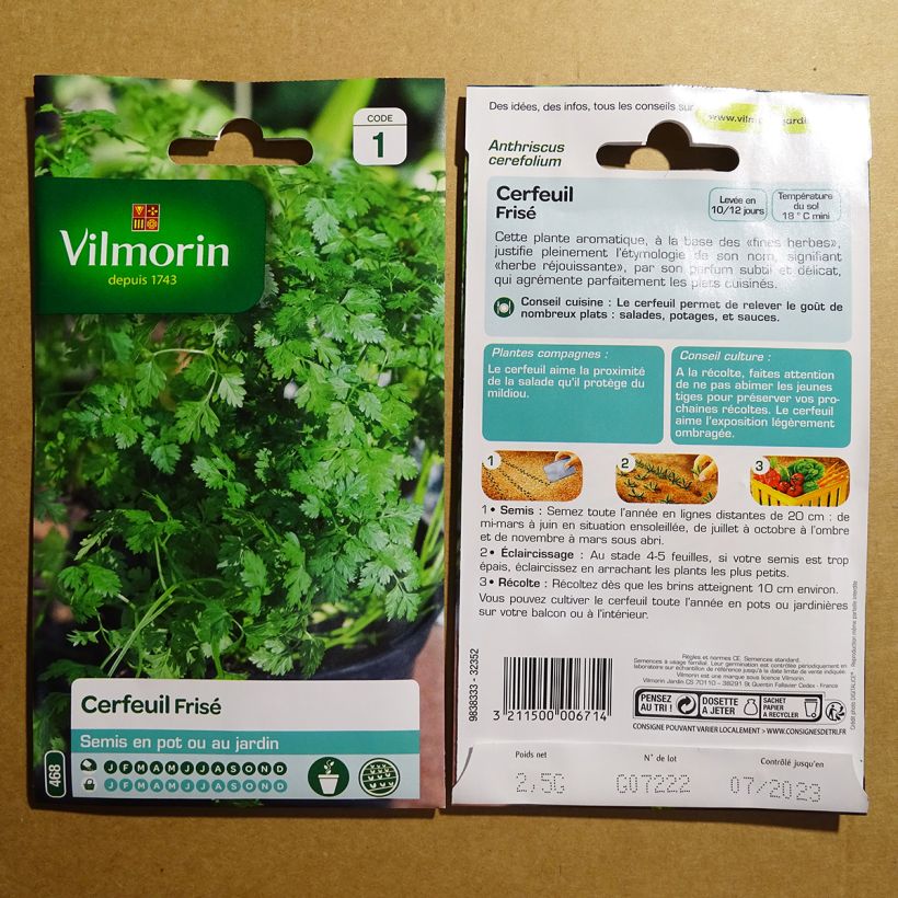 Esempio di esemplare Cerfoglio comune - Vilmorin (semi) sacchetto di 30 semi circa (2g) come consegnato
