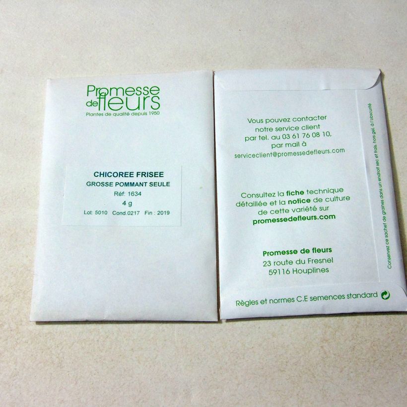 Esempio di esemplare Indivia riccia Grosse Pommant Seule sacchetto di 2500 semi circa (4g) come consegnato