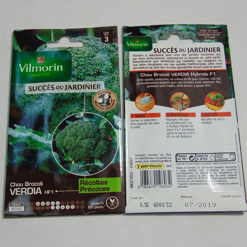 Esempio di esemplare Cavolo broccolo Verdia F1 - Vilmorin sacchetto di 200 semi circa (0.5g) come consegnato