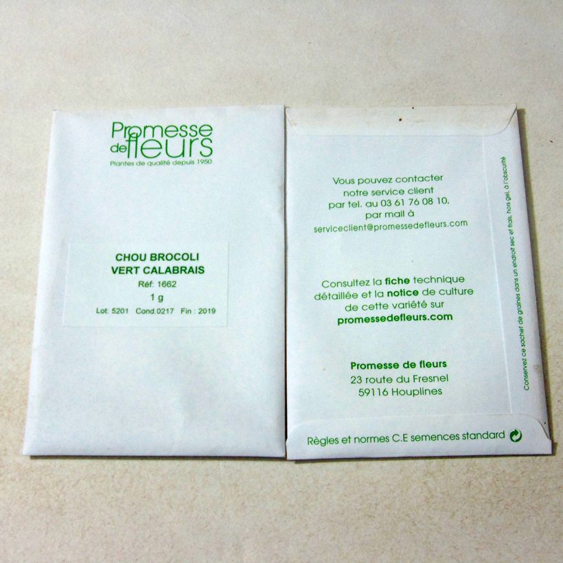 Esempio di esemplare Cavolo broccolo Vert Calabrais sacchetto di 200 semi circa (1g) come consegnato