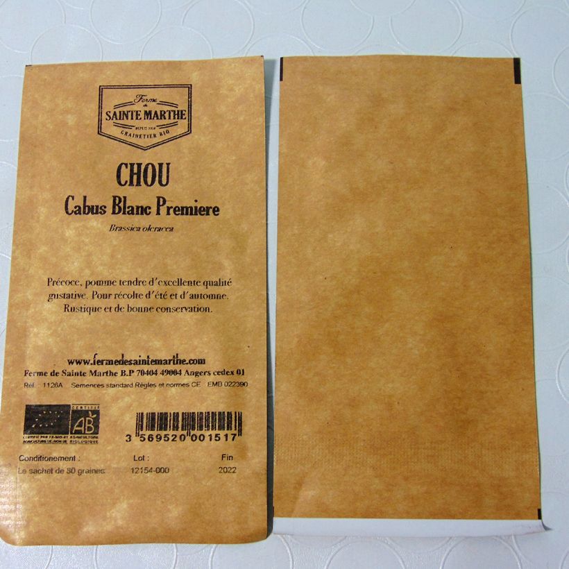 Esempio di esemplare Cavolo cappuccio Blanc Première sacchetto di 80 semi circa come consegnato