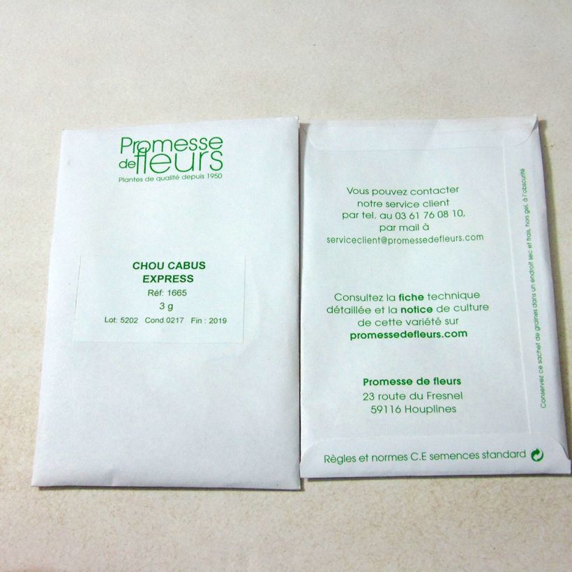 Esempio di esemplare Cavolo cappuccio Express sacchetto di 600 semi circa (3g) come consegnato