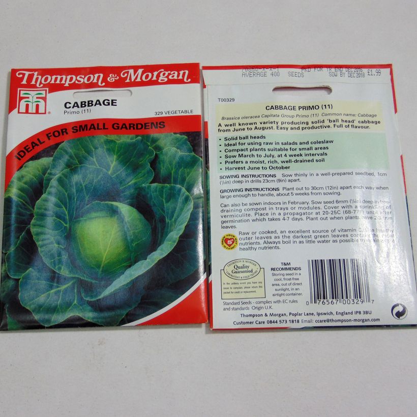 Esempio di esemplare Cavolo cappuccio Primo sacchetto di 400 semi circa come consegnato