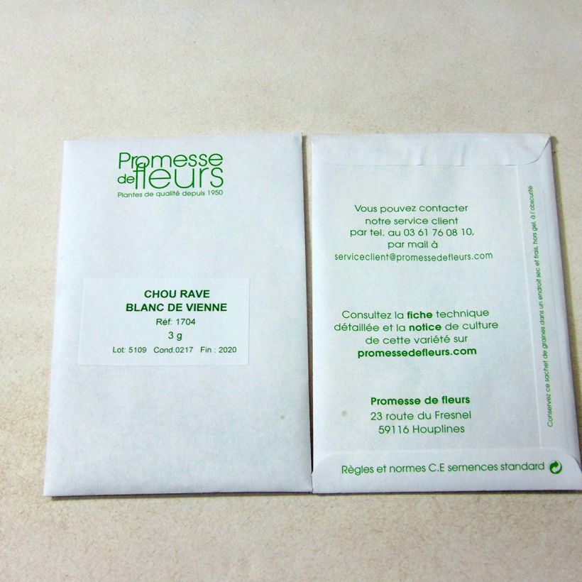 Esempio di esemplare Cavolo rapa Di Vienna Bianco sacchetto di 700 semi circa (3g) come consegnato