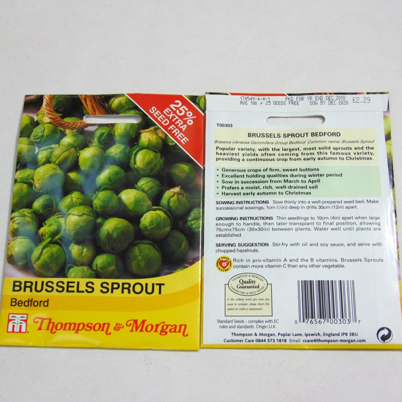 Esempio di esemplare Cavolini di Bruxelles Bedford sacchetto di 100 semi circa come consegnato