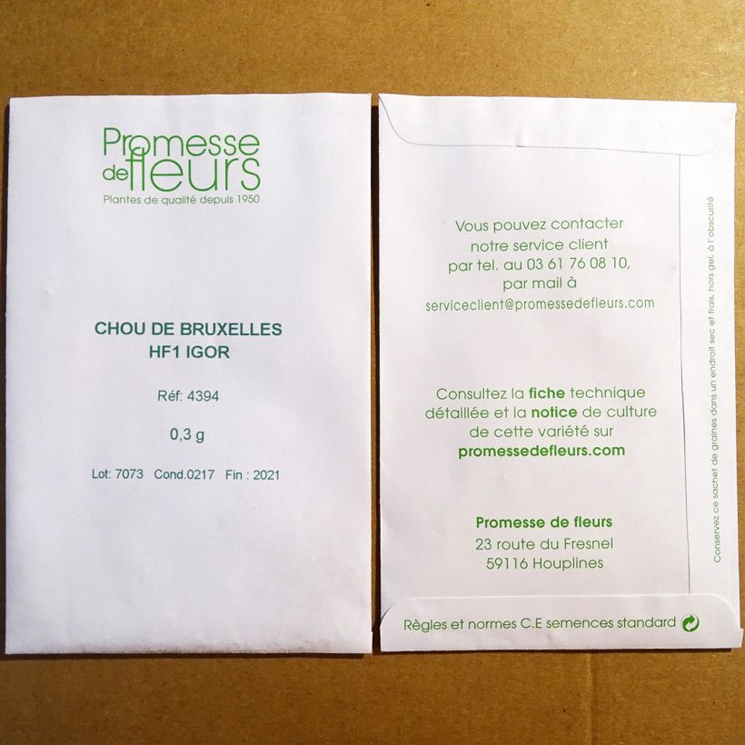 Esempio di esemplare Cavolini di Bruxelles Igor F1 sacchetto di 75 semi circa (0,3g) come consegnato