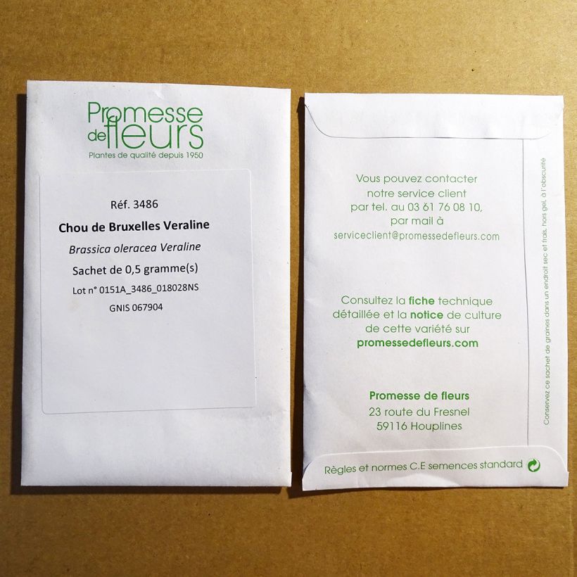 Esempio di esemplare Cavolini di Bruxelles Veraline sacchetto di 200 semi circa (0.5g) come consegnato