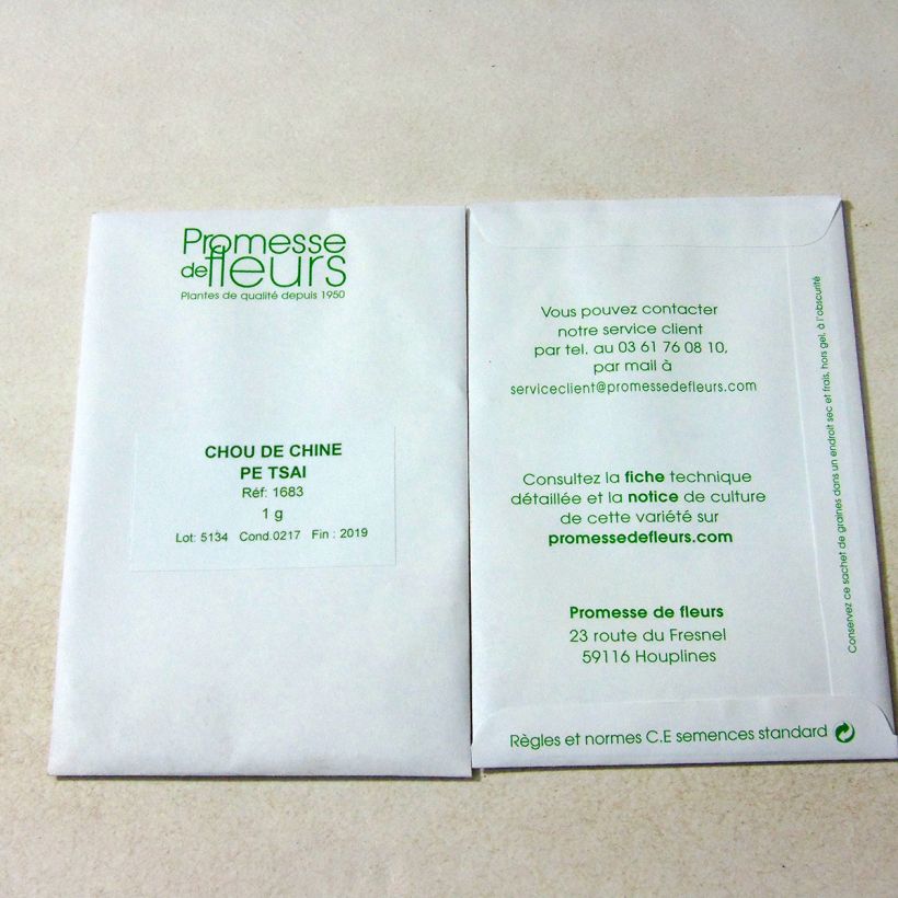 Esempio di esemplare Cavolo cinese Pe Tsaï sacchetto di 400 semi circa (1g) come consegnato