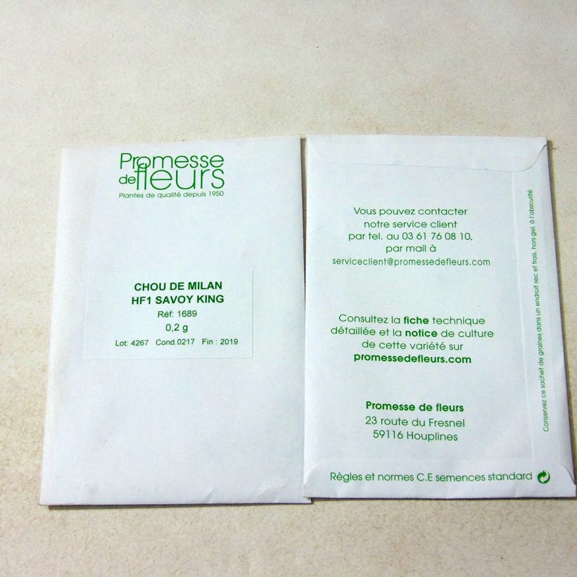 Esempio di esemplare Cavolo verza Savoy King F1 - Roi des Milan sacchetto di 800 semi circa (2g) come consegnato
