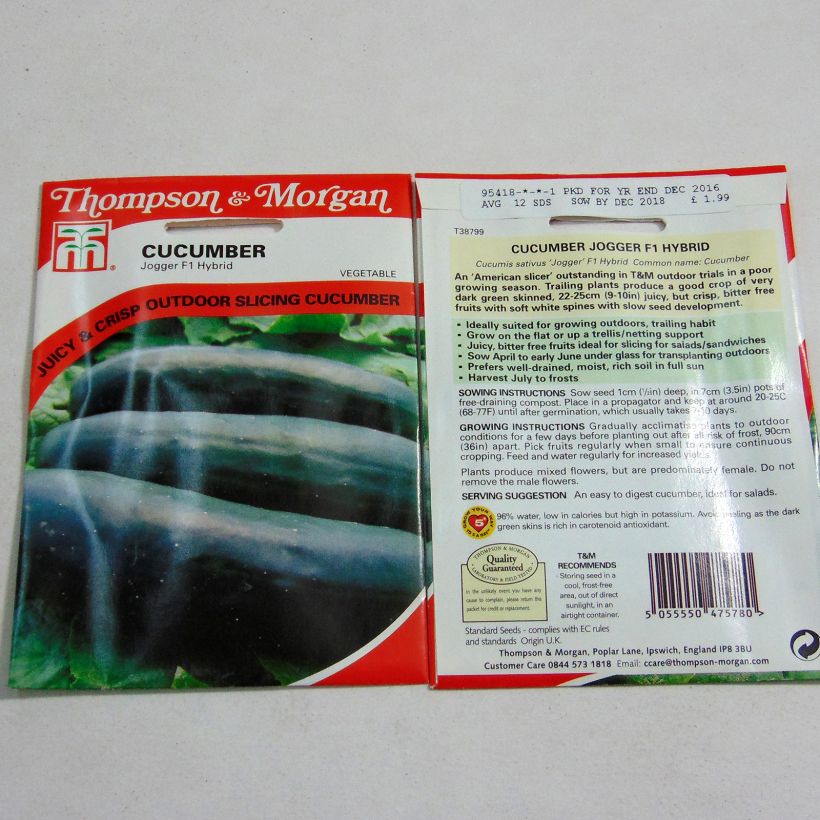 Esempio di esemplare Cetriolo Jogger F1 sacchetto di 12 semi circa come consegnato