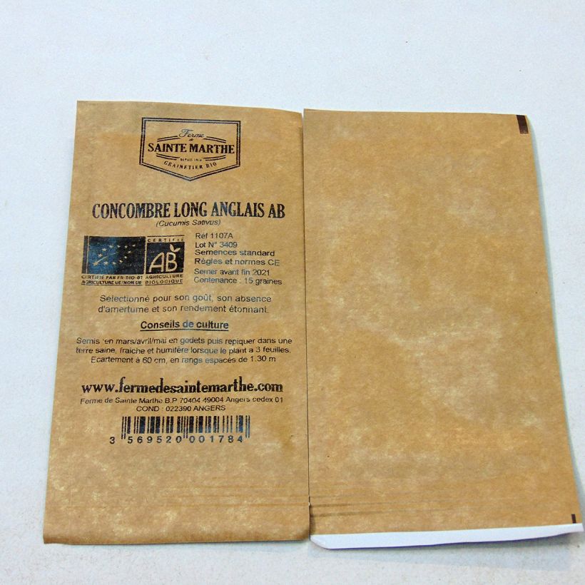 Esempio di esemplare Cetriolo Long anglais sacchetto di 15 semi circa come consegnato