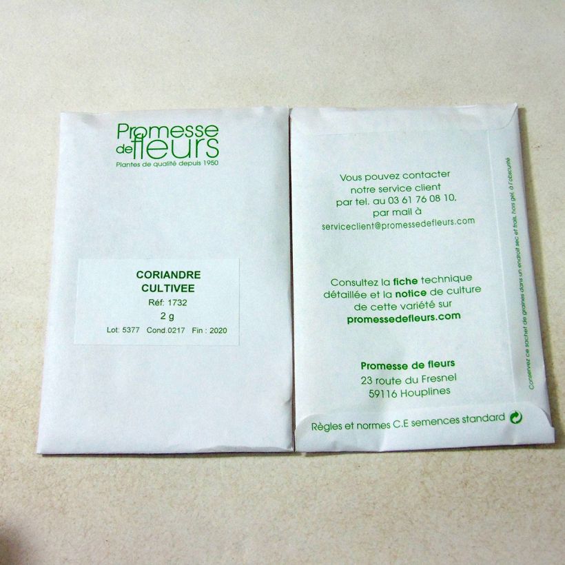 Esempio di esemplare Coriandolo - Coriandrum sativum sacchetto di 120 semi circa (2g) come consegnato