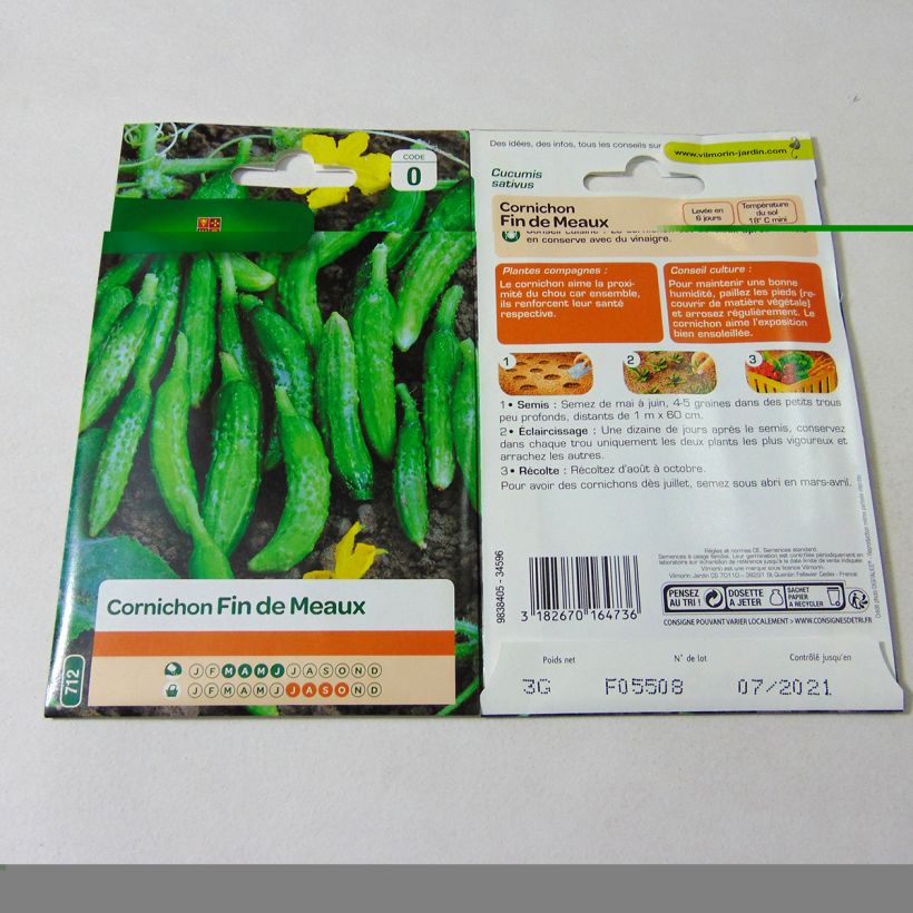 Esempio di esemplare Cetriolino per sottaceto Fine di Meaux - Vilmorin sacchetto di 105 semi circa (3g) come consegnato