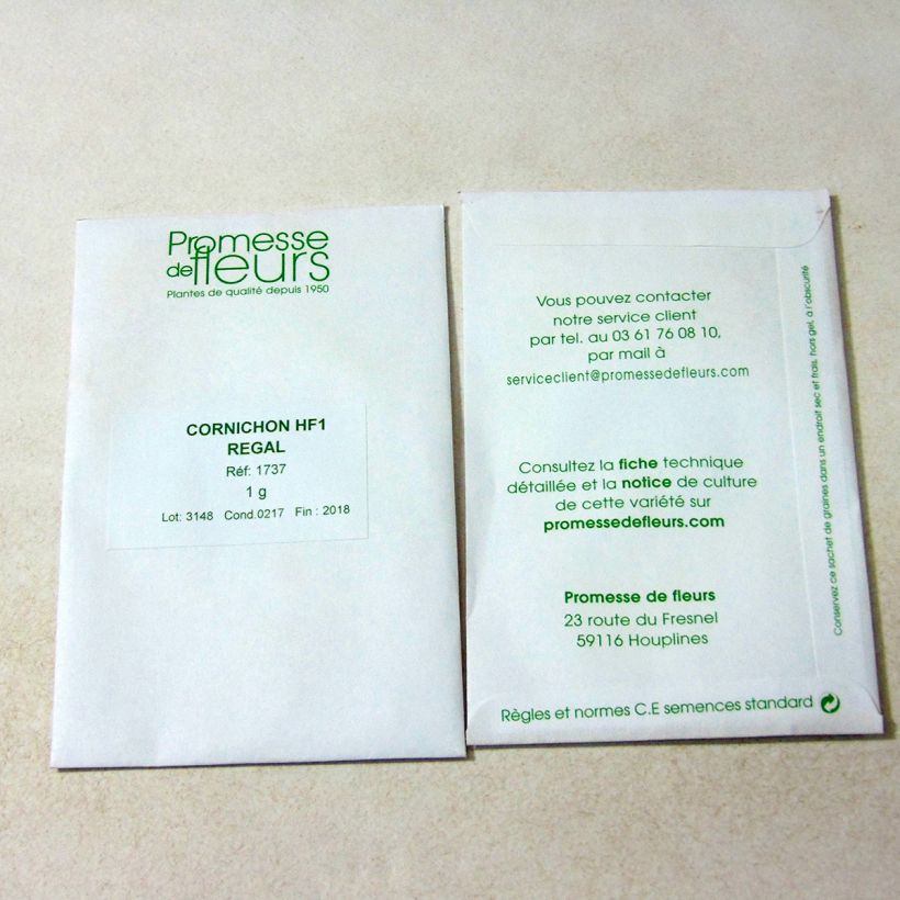 Esempio di esemplare Cetriolino per sottaceto Regal F1 sacchetto di 25 semi circa (1g) come consegnato