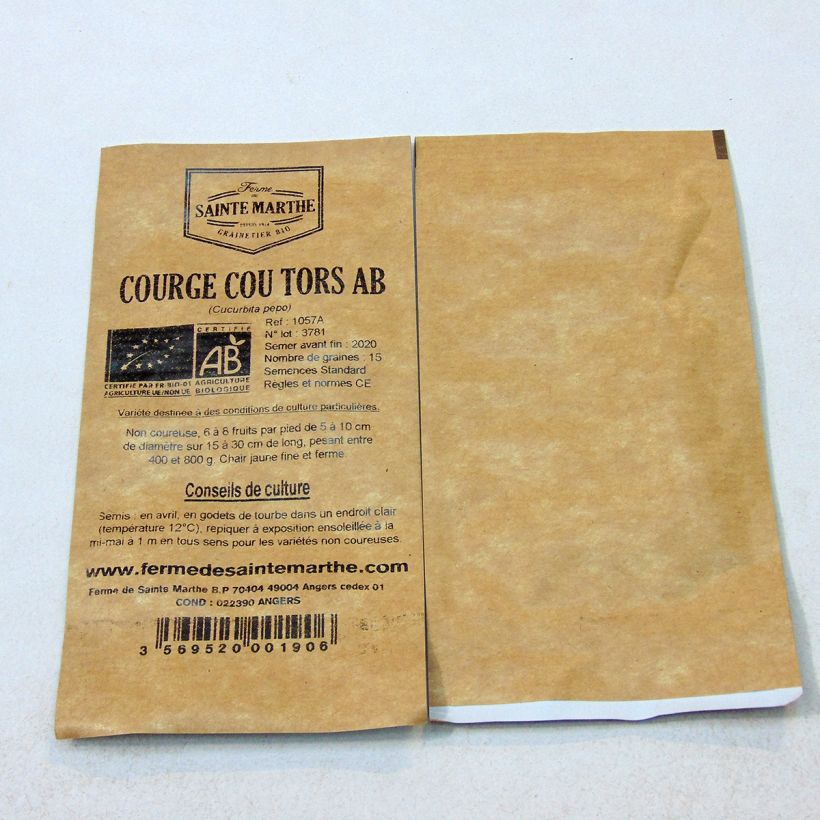 Example of Zucchino Cou Tors Bio - Ferme de Sainte Marthe sacchetto di 15 semi circa (1g) as you get