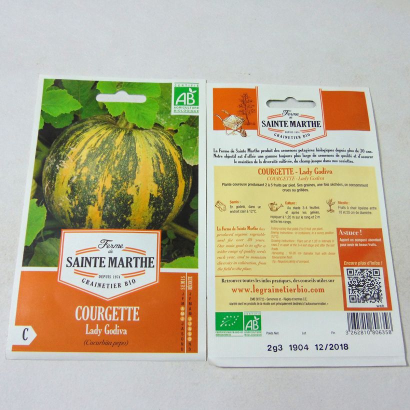 Example of Zucchino Lady Godiva Bio - Ferme de Sainte Marthe sacchetto di 8 semi circa (2.3g) as you get