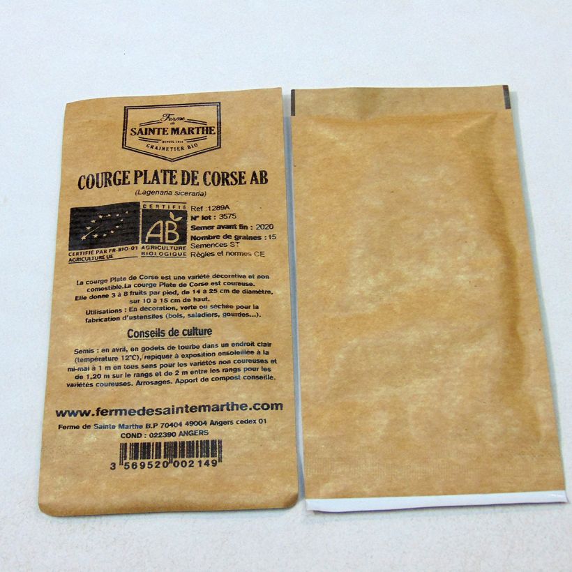 Esempio di esemplare Zucca bottiglia Piatto Corso Bio - Ferme de Sainte Marthe sacchetto di 15 semi circa (2g) come consegnato