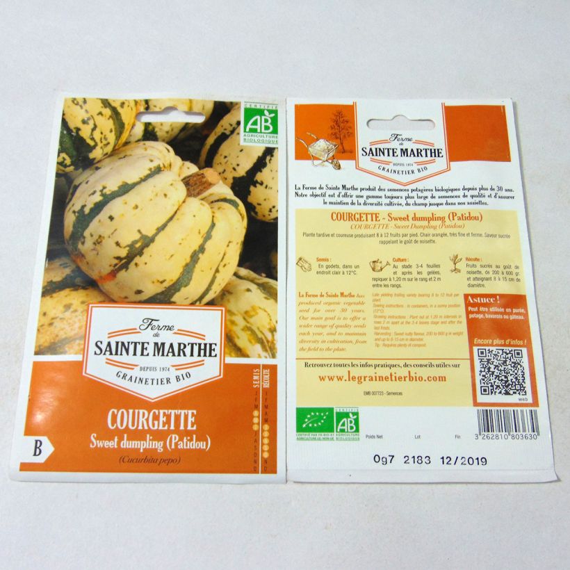 Example of Zucchino Sweet Dumpling Bio - Ferme de Sainte Marthe sacchetto di 10 semi circa (0.7g) as you get