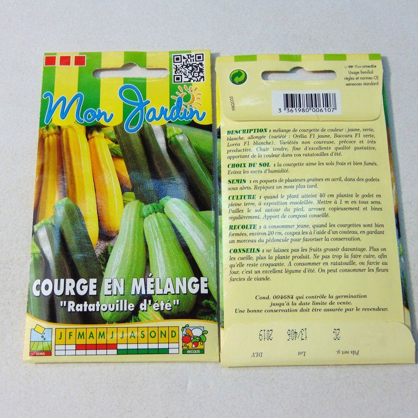 Esempio di esemplare Zucchino Mix Ratatouille estiva sacchetto di 12 semi circa (2g) come consegnato