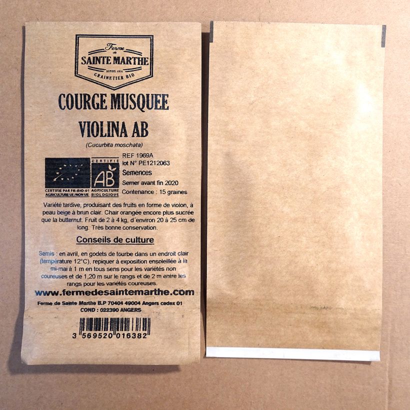 Esempio di esemplare Zucca moscata Violina bio sacchetto di 15 semi circa come consegnato