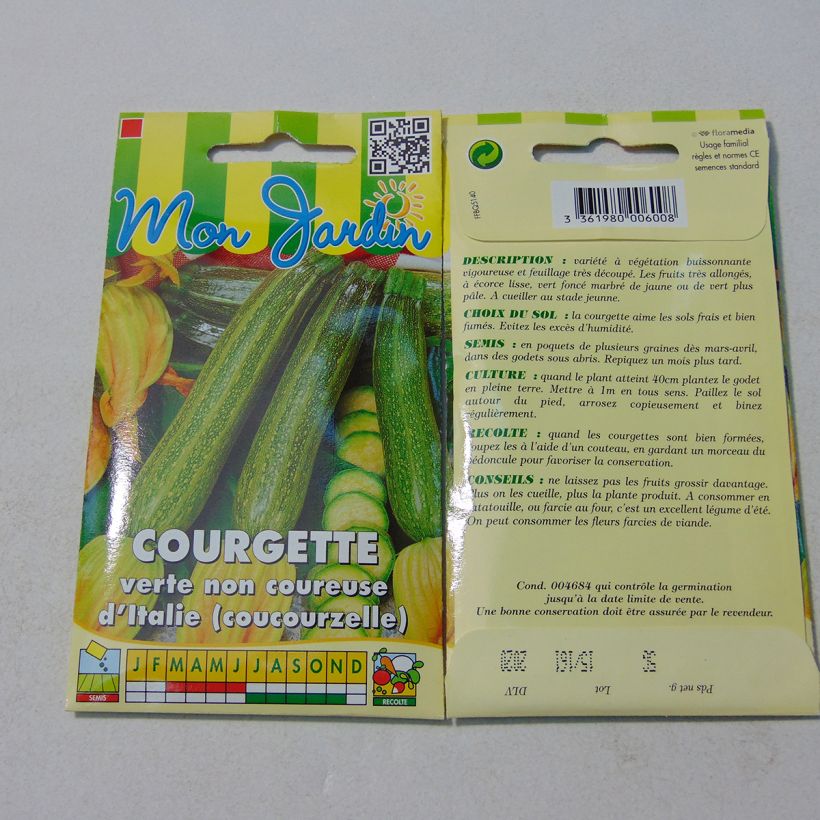 Esempio di esemplare Zucchino Verde non coureuse d'Italia sacchetto di 30 semi circa (5g) come consegnato