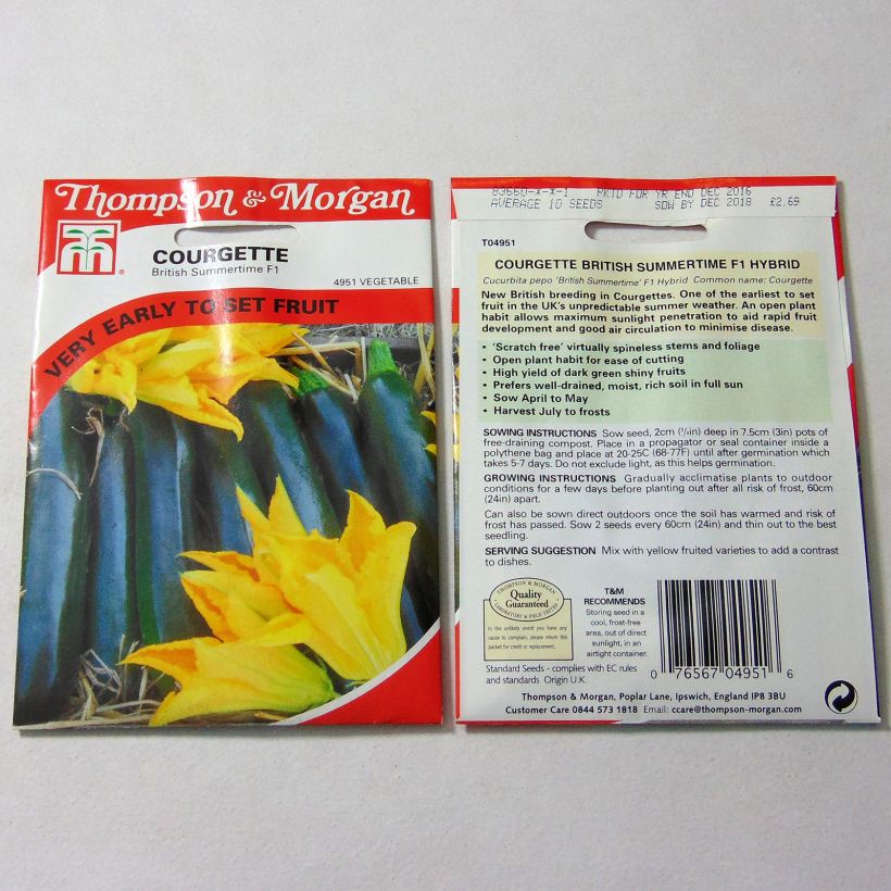 Esempio di esemplare Zucchino British Summertime F1 sacchetto di 10 semi circa come consegnato