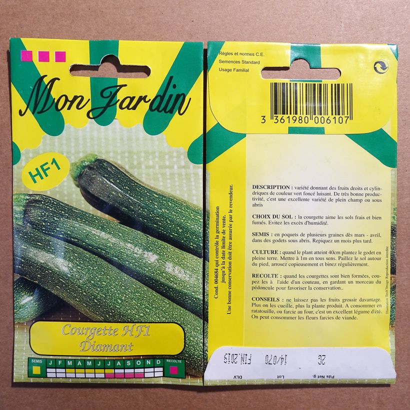 Esempio di esemplare Zucchino Diamant sacchetto di 20 semi circa (2g) come consegnato