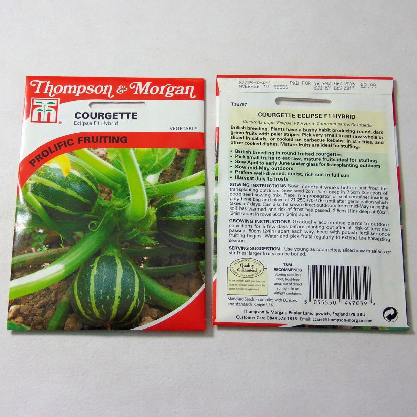 Esempio di esemplare Zucchino Eclipse F1 sacchetto di 10 semi circa come consegnato