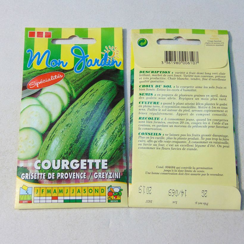 Esempio di esemplare Zucchino Grisette de Provence sacchetto di 20 semi circa (2g) come consegnato