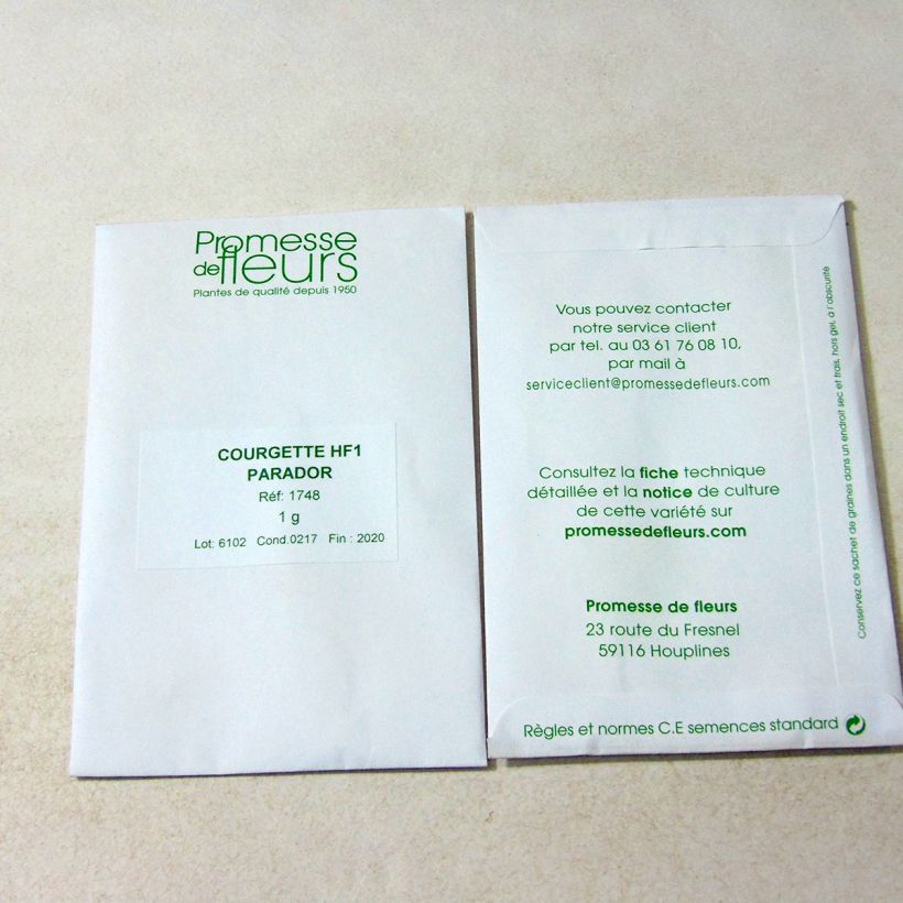 Esempio di esemplare Zucchino ibrido Parador sacchetto di 5 ? 8 semi circa (1g) come consegnato