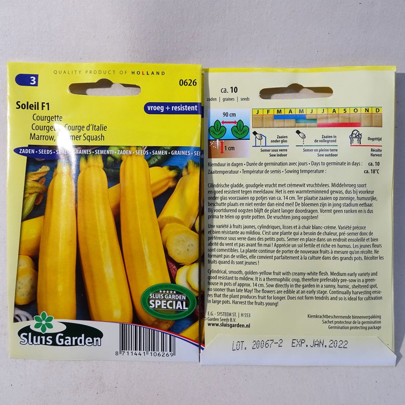 Esempio di esemplare Zucchino Soleil F1 sacchetto di 10 semi circa come consegnato
