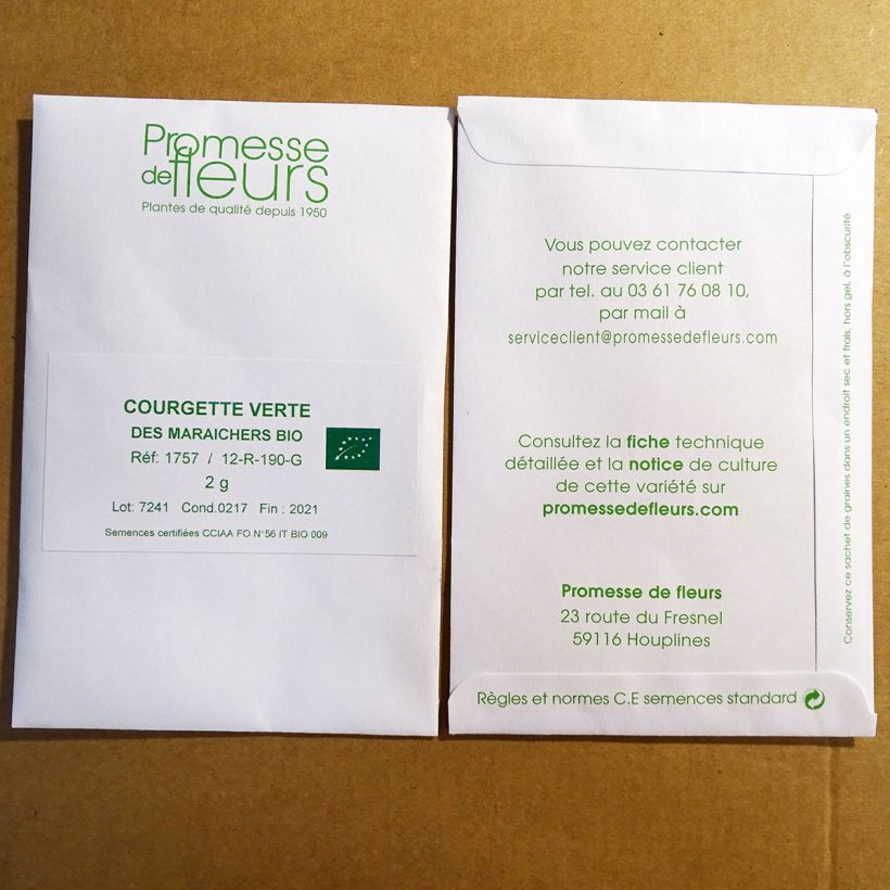 Esempio di esemplare Zucchino Verde non coureuse Bio sacchetto di 15 semi circa (2g) come consegnato