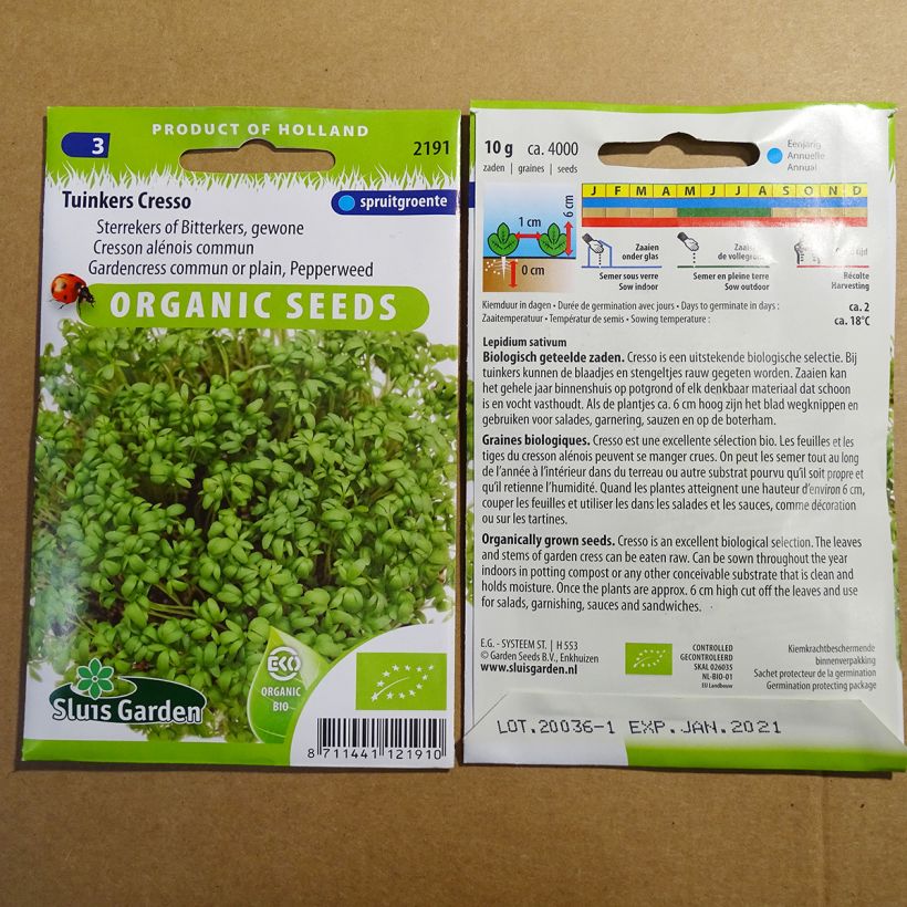 Example of Crescione dei giardini BIO sacchetto di 3650 semi circa (10g) as you get