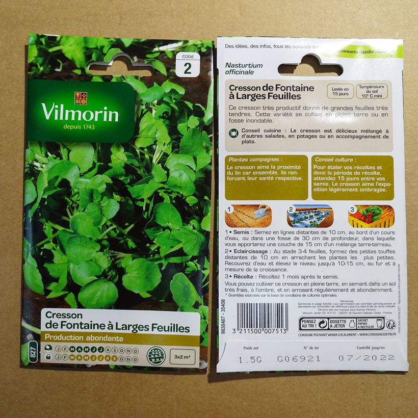 Esempio di esemplare Nasturtium officinale - Vilmorin - Crescione d’acqua sacchetto di 450 semi circa (1g) come consegnato