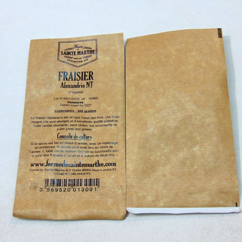 Esempio di esemplare Fragola Alexandrie Bio sacchetto di 500 semi circa come consegnato