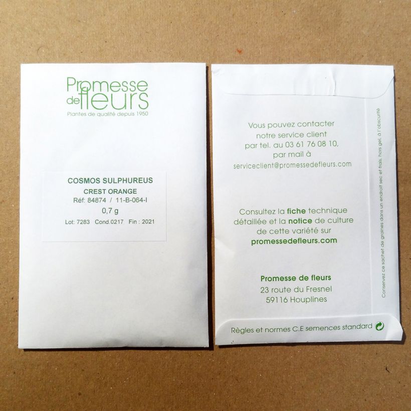 Esempio di esemplare Cosmos sulphureus Crest Orange - Cosmea arancione sacchetto di 100 semi circa (1g) come consegnato