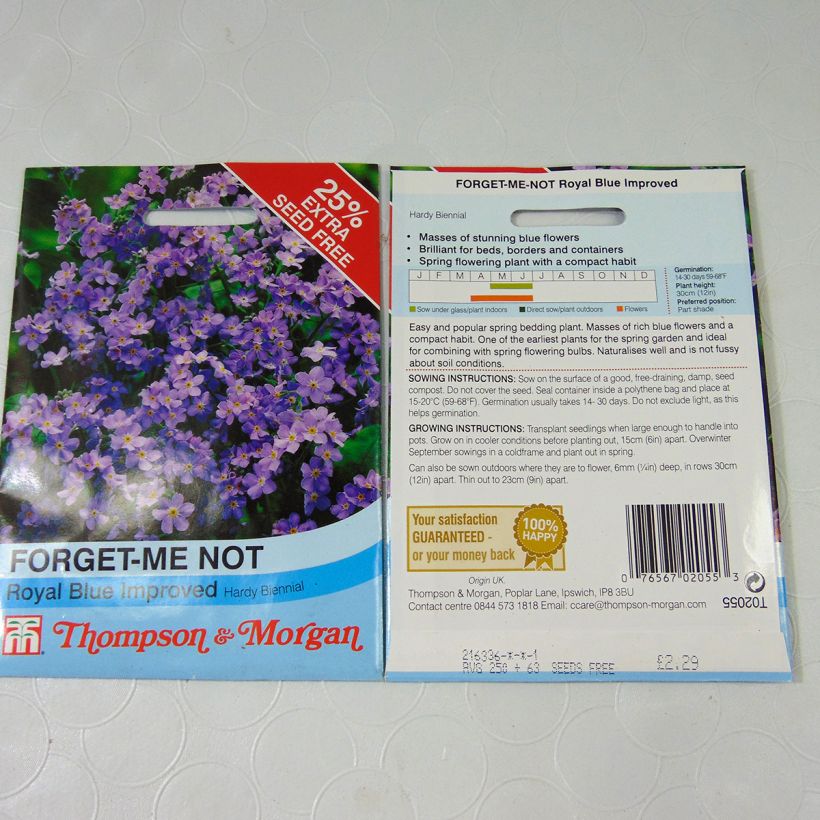 Esempio di esemplare Graines de Myosotis Royal Blue Forget-me-not sacchetto di 550 semi circa (0,4g) come consegnato